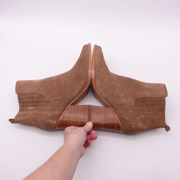 NEW Marc Fisher Women's Oshay Pointed Toe Suede Ankle Boots Size 12 Beige - Picture 4 of 8